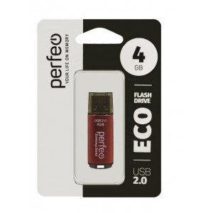 Флеш-накопитель 4Gb Perfeo economy series E04, USB 2.0, пластик, цвет: красный