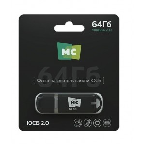 Флеш-накопитель 64Gb More Choice МФБ64, USB 2.0, пластик, цвет: черный