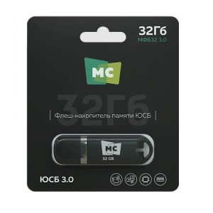 Флеш-накопитель 32Gb More Choice МФБ32, USB 3.0, пластик, цвет: черный