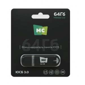 Флеш-накопитель 64Gb More Choice МФБ64, USB 3.0, пластик, цвет: черный