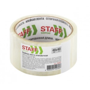 Клейкая лента упаковочная 48мм x 40м, прозрачная, толщина 40 микрон, STAFF CLASSIC