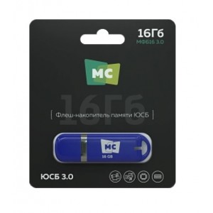 Флеш-накопитель 16Gb More Choice МФБ16, USB 3.0, пластик, цвет: синий