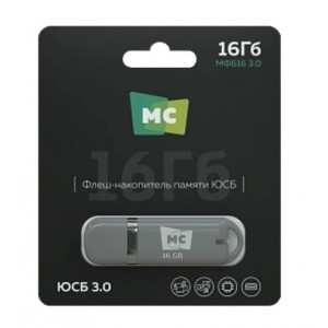 Флеш-накопитель 16Gb More Choice МФБ16, USB 3.0, пластик, цвет: серый
