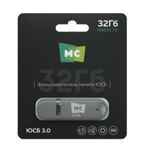 Флеш-накопитель 32Gb More Choice МФБ32, USB 3.0, пластик, цвет: серый