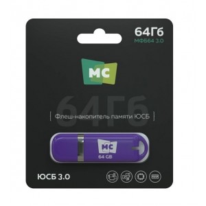 Флеш-накопитель 64Gb More Choice МФБ64, USB 3.0, пластик, цвет: фиолетовый