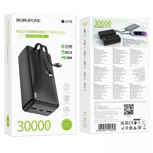 Аккумулятор внешний Borofone BJ57B, 30000mAh, 22.5Вт/PD20Вт, пластик, черный