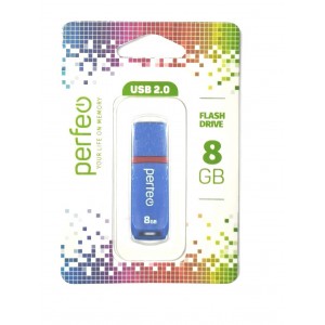 Флеш-накопитель 8Gb Perfeo C11, USB 2.0, пластик, цвет: синий