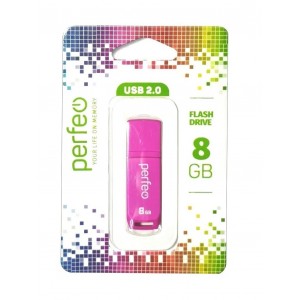 Флеш-накопитель 8Gb Perfeo C11, USB 2.0, пластик, цвет: розовый