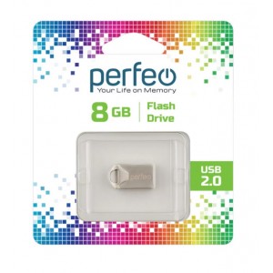 Флеш-накопитель 8Gb Perfeo M05 Metal Series, USB 2.0, цвет: серебряный