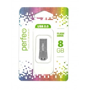 Флеш-накопитель 8Gb Perfeo M13 Metal Series, USB 2.0, цвет: серебряный