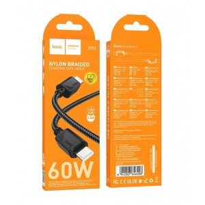 Кабель Type-C - Type-C HOCO X113, 1.0м, 3A, 60Вт, цвет: черный