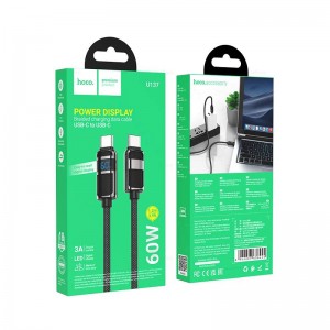 Кабель Type-C - Type-C HOCO U137, 1.0м, 3A, 60Вт, цвет: черный