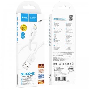 Кабель USB - 8 pin HOCO X87, 1.0м, 2.4A, цвет: белый