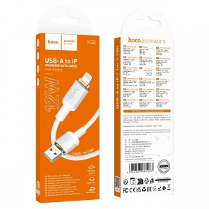 Кабель USB - 8 pin HOCO X128, 1.0м, 2.4A, цвет: белый
