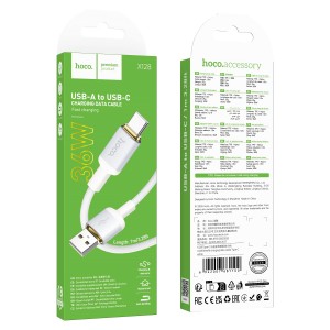 Кабель USB - Type-C HOCO X128, 1.0м, 2.3A, цвет: белый
