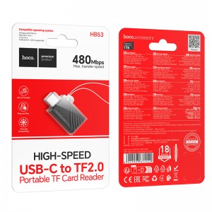 Картридер HOCO HB53, Type-C, TF карта, цвет: чёрный